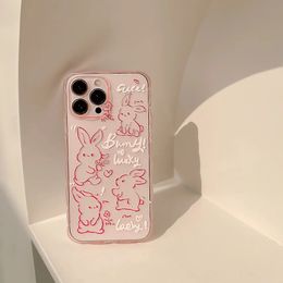 Cell Phone Cases Cute Cartoon Rabbit Animal Case For Iphone 13Pro 7 8 Plus 13ProMax 15 11 12 13 14 Pro Max Mini XR X XSMAX XS Cover Fundas 231010