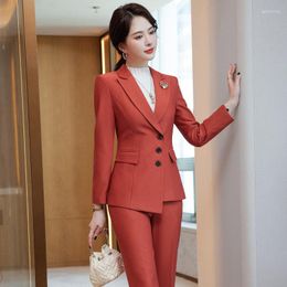 Women's Two Piece Pants Autumn Winter Formal Women Business Suits With And Jackets Coat Professional Work Wear Pantsuits Trousers Set