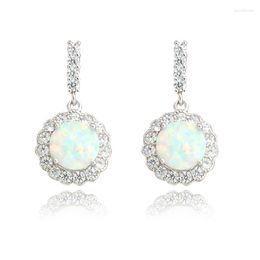 Stud Earrings Wholesale Retail Gorgeous Synthetic White Fire Opal Women Fashion Jewellery Free Gift Box