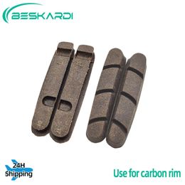 Bike Derailleurs 2Pairs 4Pcs Road Bicycle Carbon Rim Brake Pad Cork Wood Block Shoes C V MTB BMX Folding Wheel Parts Dura Design For Shimano 231010