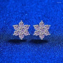 Stud Earrings Full Moissanite Earring For Women Solid Sterling Silver Sparkly Sunflower Pass Diamond Test Jewelry