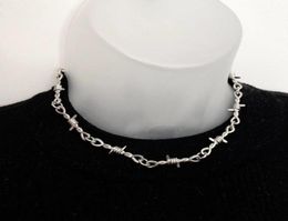 Chains Punk Style Barbed Wire Choker Stainless Steel Necklace HipHop Women039s Accessories Gothic Mens Jewellery Unisex 2021 G7355778