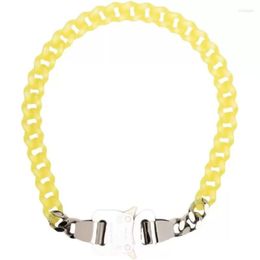 Chains 1017 ALYX 9SM Color PVC Transparent Cuban Chain Metal Lock Necklace European And American Simple Fashion Hip Hop Jewelry277f
