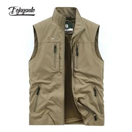 Men's Vests FOJAGANTO Leisure Vest Solid Colour Tooling Style Waistcoat Thin Fishing Hiking MultiPocket Casual Loose for Men 231010