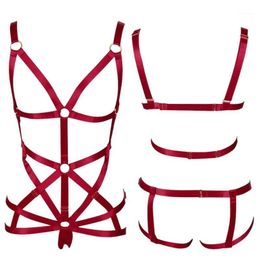 Garters Body Harness Bra For Women Full Bondage Strappy Tops Hollow Out Sexy Lingerie Set Plus Size Elastic Adjust Goth Club Dance308T