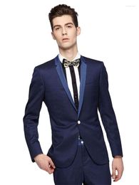 Men's Suits Fashion Small Collar Men Slim Elegant Wedding Yong Daily Dinner Business Work Wear (Jacket Pants Tie)