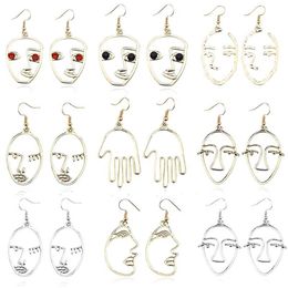 Dangle & Chandelier Fashion Pierced Face Earrings Personality Exaggerated Girl Metal Silhouette Student Daily Jewellery Gift292l