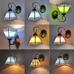 Wall Lamp Mediterranean Pastoral Painted Glass Living Room Corridor Bedside European Creative LED