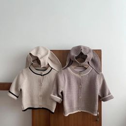 Clothing Sets Autumn Winter Korean Baby Boy 3PCS Clothes Set Cotton Knitted Long Sleeve Coat Suspender Romper Hat Suit Toddler Boy Outfit 231010