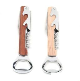 Openers 4 In 1 Wine And Beer Bottle Opener Wood Handle Hand-Held Deluxe Corkscrew Double Hinge Waiters Drop Delivery Home Garden Kitch 302QH JJ 10.10