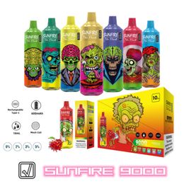 Original Sunfire Pro Max 9000 Puff Disposable 9K E Cigarettes 10Flavors Mesh Coil 18ml Pod Electronic Cigs 0% 2% 3% 5% Device Vaper Vapes RBG Light Vape Pen Kit in Spain