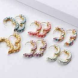 Hoop Earrings Simple Enamel Flowers Huggie For Women Girls Classic Round Circle Ear Buckle Small Hoops Fine Jewellery