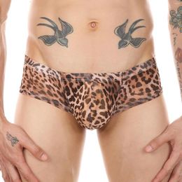 Underpants Boxers Mens Underwear Mesh Panties Sexy Penis Pouch Leopard Ultra Thin Boxer Shorts Lingerie