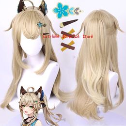 Kirara Cosplay Wig Game Genshin Impact Cat Girl Kirara Cosplay Wigs with Ponytail Heat Resistance Synthetic Wigscosplay