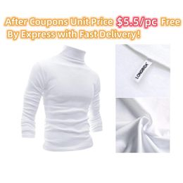 Men's Sweaters 100% Cotton Large Elastic Turtleneck White Pullovers Long Sweatshirts Autumn Winter Slim Fit Male Knitted Casu202c