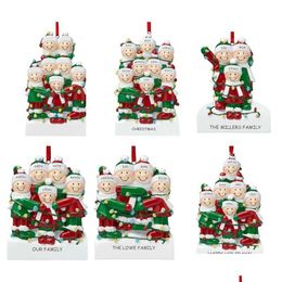 Christmas Decorations Personalized Resin Christmas Ornaments New Pendant Family Name Blessing Tree Room Decorations Home Garden Festiv Dh4Zd