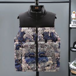 Men's Vests 3686 Winter Vintage Vest Coat Men Down Cotton Slim Printed Sleeveless Jacket Warm Thick Zipper Waistcoat Plus Size 4XL 5XL 231010