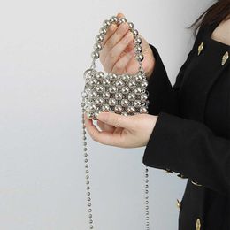 2023 New Fashion Beaded Bag Mini Small Lipstick Zero Wallet Pearl Chain Crossbody Bag 231010