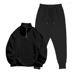 Men's Tracksuits Semi-zipper Jacket 2023 Autumn And Winter Collar Pullover Hoodie Loose Casual Sportswear Suit Customised Logo