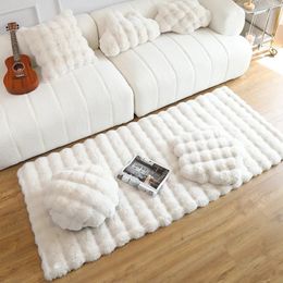 Carpets Bedroom Large Simple Fluffy Bedside Rugs INS Plush Playmat for Living Room Nordic Style Rectangle Soft Floor Mats Decor 231010