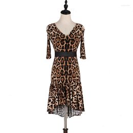 Stage Wear Salsa Dress Dancing Women Latin Vestido Mujer Junior Leopard For Girls Lq059