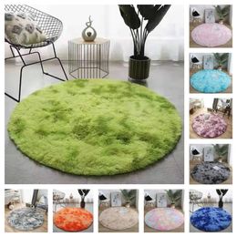 Carpets Tie-dye Fluffy Round Rug Living Room Decor Faux Fur Rugs Kids Long Plush for Bedroom Shaggy Modern Mats 231010