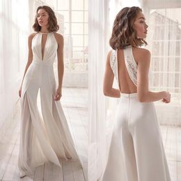 Sexy Spaghetti Strap Rompers Women Wide Leg Jumpsuits Sleeveless Backless Halter Casual Jumpsuit White Overall241e