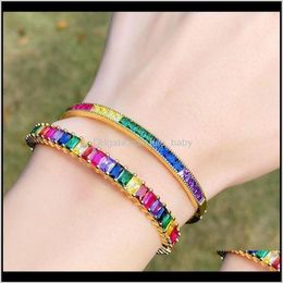 Jewelry Design Dainty Cz Rainbow Bracelets For Women Girl Crystal Gold Charm Big Bangle Jewelry Wedding Gift Drop Delivery 2021 Dr269J