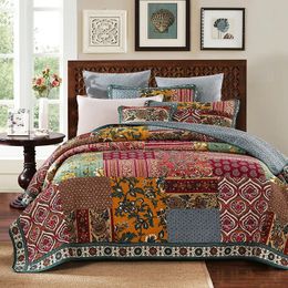 Bedding sets CHAUSUB Vintage Quilt Set 3PCS Patchwork Bedspread on the Bed Cotton Coverlet King Size Quilted Blanket Comforter 231009