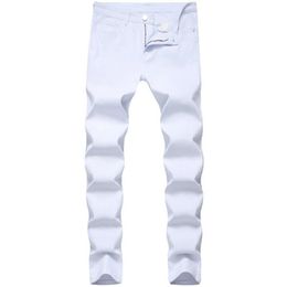 Designer Fashion White Jeans Brand Elastic Mens Denim Trousers Casual Slim Fit Stretch Skinny Pants286q