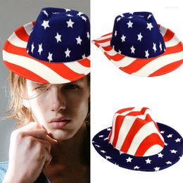 Berets Western USFlag Cowboy Hat For Adult Fashion Carnivals Party Costume Cap Women Men Festival Patriotic Panama