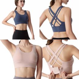 LU-732 Women Active Bra Breathable Thin Shock-resistant Push-up Yoga Vest Running Fitness Bra