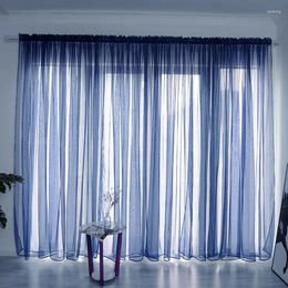 Curtain Solid Colour Curtains In Modern Style Home Living Room Transparent Tulle