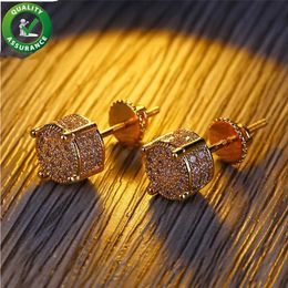 Gold Earrings Designer Stick for Men Women Cubic Zirconia Jewellery Hip Hop Accessories Iced Out Stud Earring246Z