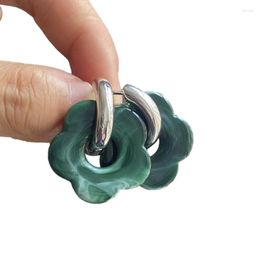 Hoop Earrings Mini Huggies-Hoop Earring Flower Charm Dangle Drop Studs Fashion Jewellery Gift