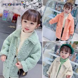 Coat Plush Girls Jacket Spring Autumn Outerwear Fashion Lambswool Winter Kids Casual Outwear Wool Blends 231009