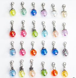Mixed Fashion Floating Lobster Clasp Charms Dangle Alloy crystal glass ball Diy Jewellery Making Accessories