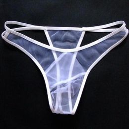 Whole - New Men's G-Strings Sexy Crime Men;s Mens G-Strings Underwear Hollow Ultra-thin Transparent Sissy Thong mesh Jock227F