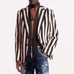 Men's Suits Suit Jacket Ahead Of The Street Fashion Spring / Autumn Trend Striped Model Runway Coat