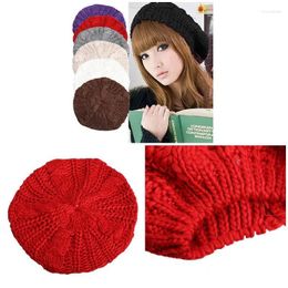 Berets 2023 Warm Winter Women Beret Knitted Baggy Beanie Hat Multicolor Ski Cap