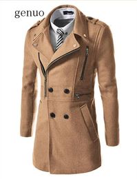 Men's Wool Blends Parka Cardigan Coat Mens Autumn Winter Tops Zipper Jacket Casual Long Fashion Outwear 231009