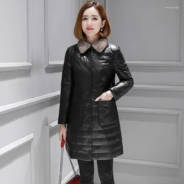 Women's Leather 2023Leather Jacket Real Sheepskin Coat Female Collar Korean Down Jackets Winter Women Genuine Jacke