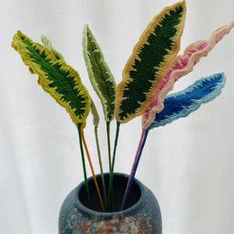 Decorative Flowers 1PC 40cm Knitted Fern Leaves Hand Woven Finished Flower Wedding Party Decoration Fake Plant For Home Living Room Decor