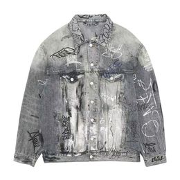 2024 Luxury Men Women Grafftti Artist Blue White Jacket Uniform Suit Designer originale Famoso Outwear Denim Bb Paris