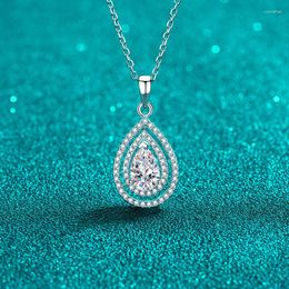 Pendant Necklaces One Moissanite Necklace S925 Sterling Silver D Colour For Women Drop-Shaped With GRA Credentials Memorial Day Jewellery Gifts