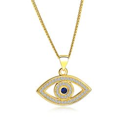Evil Eye Pendant Chain Inlaid Tiny Zircon 18KYellow Gold Filled Fashion Womens Pendant Necklace Charm Gift323G
