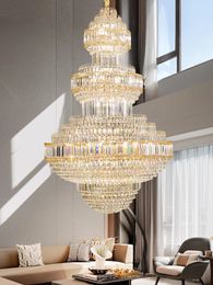 American K9 Crystal Chandeliers European Modern Large Project Ceiling Chandelier Lights Fixture Hotel Hall Restaurant Living Room Home Decor Hanging Droplight