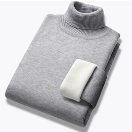 Men's Sweaters Winter Thick Fleece Turtleneck Sweater Solid Colour Casual Slim Long Sleeve Warm Knit Sweater Classic Shirt Pullovers 231010