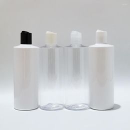 Storage Bottles 15pcs 400ml Empty Plastic White Clear With Disc Top Cap Shampoo Shower Gel Liquid Soap PET Cosmetic