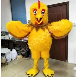 2024 Cute Yellow Rooster Mascot Costumes Halloween Cartoon Character Outfit Suit Xmas Outdoor Party Outfit Unisex Promotional Advertising Clothings